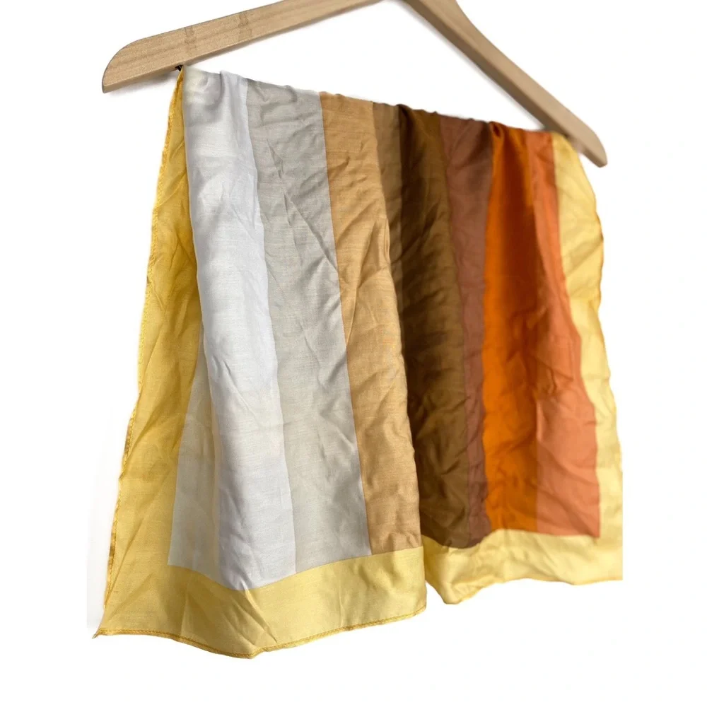 Boho Stripe Silky Bandana‎ Scarf, Tan Orange